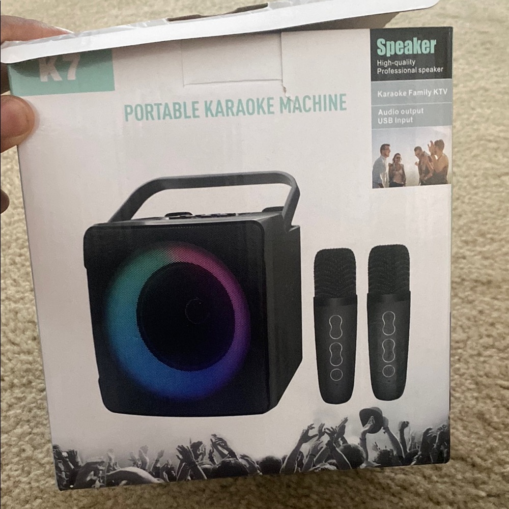 Black Portable Karaoke Machine with Microphones